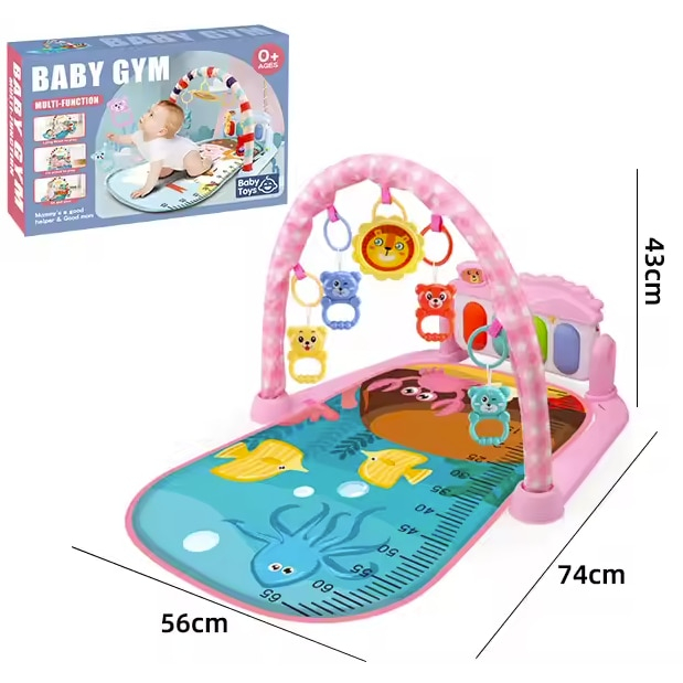 Salteluta cu activitati pentru bebelusi, 5 jucarii interactive, Pian muzical 0 luni +, Roz, Joynix [2]