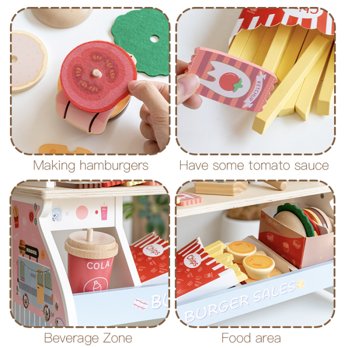 Set Complet de Joaca Hamburger Shop din Lemn pentru Copii [4]