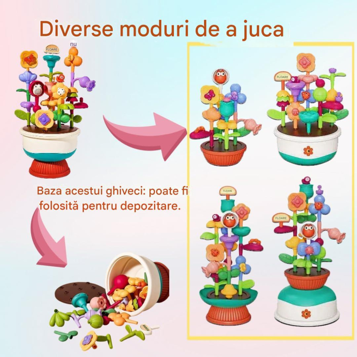 Set Constructie Aranjament Floral, 2 Ghivece, 41 Piese, Multicolor [4]