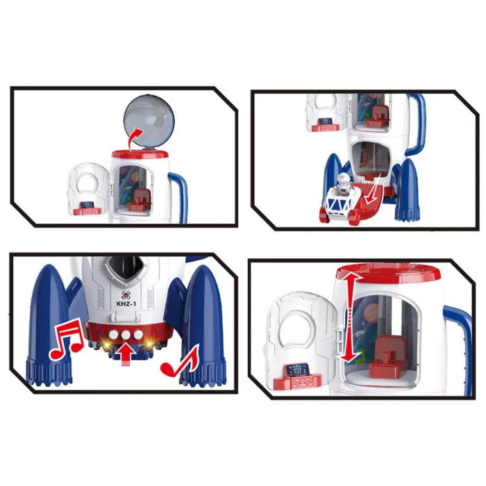 Set Cosmic de Explorare 3 in 1 cu Efecte Luminoase si Sonore, Racheta Spatiala, Rover si 2 Astronauti, Joynix [4]