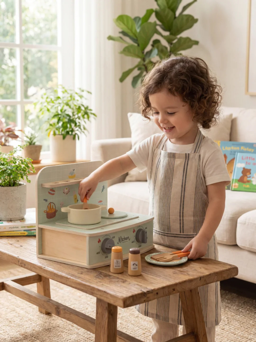 Set de Joaca Mini-Bucatarie Interactiva cu Ustensile si Alimente din Lemn [4]
