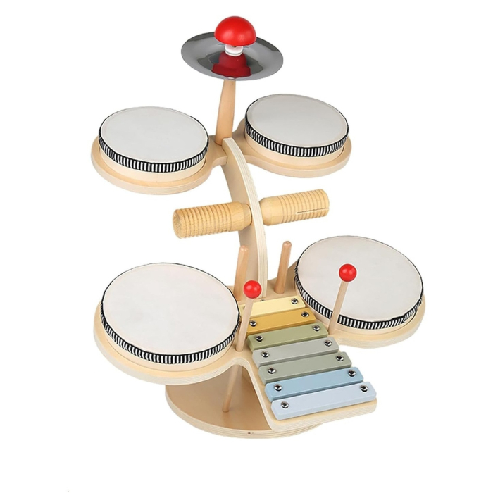 Set Muzical Montessori cu Tobe si Xilofon, Joynix, Lemn, Dimensiuni ideale [8]