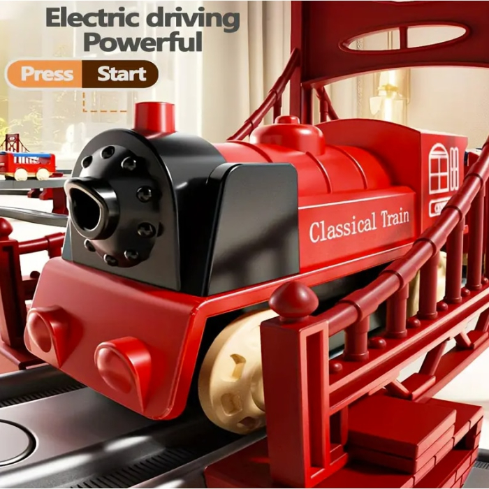 Set Trenulet Electric de Aventura Joynix - Deluxe: 287 Piese, Traseu Interactiv, Poduri, Accesorii - Expresul Copilariei [3]