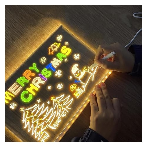 Tabla Interactiva cu Iluminare LED, 30x20cm, cu Suport, Acrilica si Reutilizabila, Markere Colorate – Pentru Mesaje, Desene si Decoratiuni, Joynix [5]