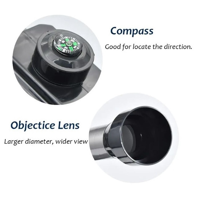 Telescop cu trepied pentru copii, 20x 30x 40x, Gri/Negru, Joynix [7]