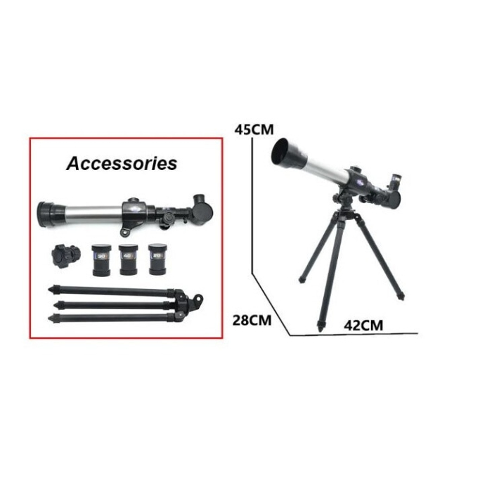 Telescop cu trepied pentru copii, 20x 30x 40x, Gri/Negru, Joynix [4]