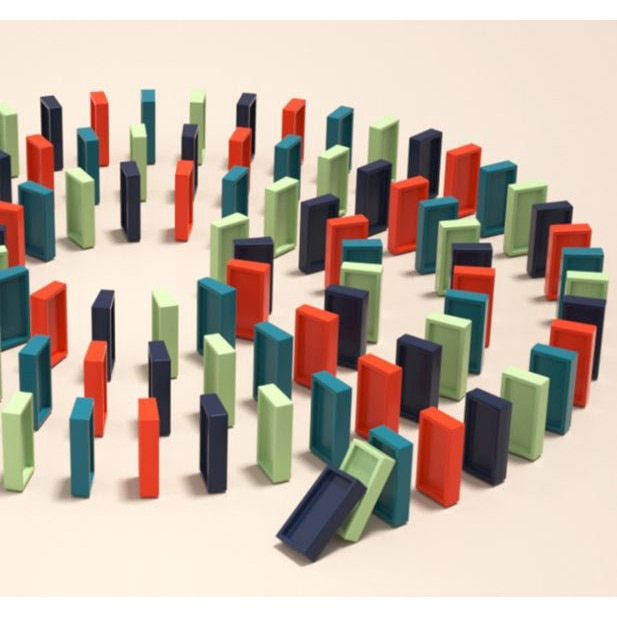 Trenulet electric cu piese Domino, Eliberare automata a pieselor, Control directie, Albastru, Joynix [6]