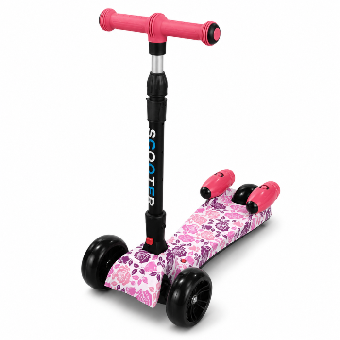Trotineta Copii Pliabila cu Efect de Abur, Bluetooth si Lumini LED, 3 Roti PU, Directie prin Inclinare, Ghidon Reglabil, Structura Rezistenta, maxim 60kg, Design Graffiti [18]