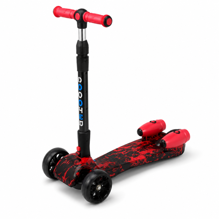 Trotineta Copii Pliabila cu Efect de Abur, Bluetooth si Lumini LED, 3 Roti PU, Directie prin Inclinare, Ghidon Reglabil, Structura Rezistenta, maxim 60kg, Design Graffiti [26]