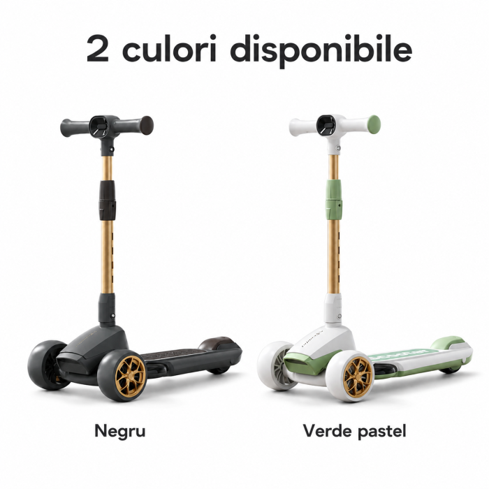 Trotineta Copii Premium cu 3 Roti Mari, Pliabila, Muzica si Lumini LED, Ghidon Reglabil 70-90 cm, Pana la 50 kg [7]