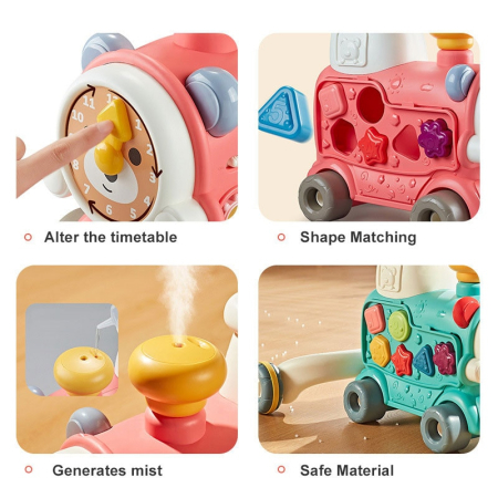 Antemergator 5 in 1, Locomotiva cu Aburi, Trenulet Ride-On cu Pian, Sortare Forme, Lumini, Joynix [5]