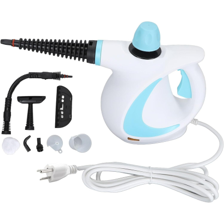 Casă și Îngrijire - Aparat de Curatat cu Aburi Multi-functional, 1050W, 9 Accesorii, Rezervor 350ml, Albastru, Joynix