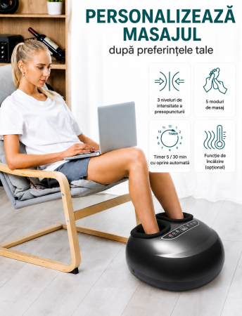 Aparat Masaj Talpi si Picioare cu Role si Presopunctura, Anti-Oboseala, 6 Moduri de Functionare, 3 Intensitati, Relaxare si Circulatie, Husa Detasabila [4]