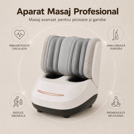 Aparat Profesional Masaj Picioare si Gambe cu Presopunctura, Incalzire, 9 Moduri Prestabilite, 6 Niveluri de Intensitate si Viteza, Anti-Oboseala [1]