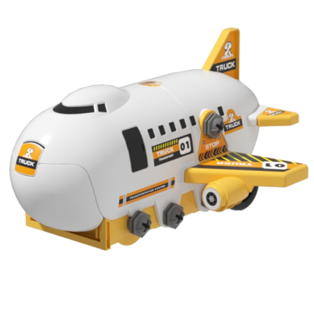 Avion de Jucarie 2 in 1 - Demontabil, Model Constructii, cu mini Vehicule si Spatiu de Depozitare, Surubelnita Electrica, Joynix [1]