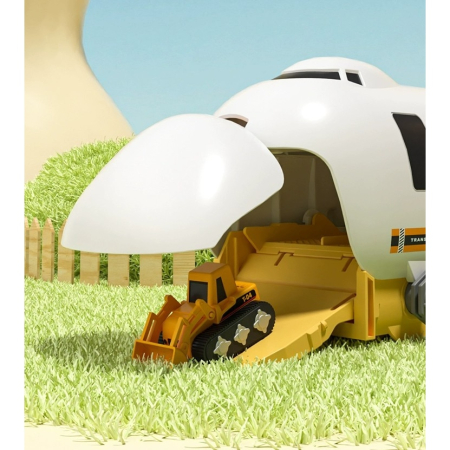 Avion de Jucarie 2 in 1 - Demontabil, Model Constructii, cu mini Vehicule si Spatiu de Depozitare, Surubelnita Electrica, Joynix [4]