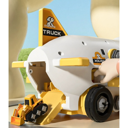 Avion de Jucarie 2 in 1 - Demontabil, Model Constructii, cu mini Vehicule si Spatiu de Depozitare, Surubelnita Electrica, Joynix [2]