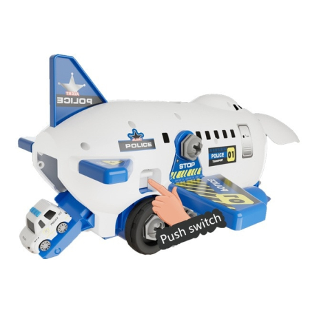 Avion de Jucarie 2 in 1 - Demontabil, Model Politie, cu mini Vehicule si Spatiu de Depozitare, Surubelnita Electrica, Joynix [2]