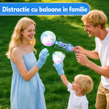 Bagheta Magica pentru Baloane de Sapun cu Fum, Bule Rezistente, Set Complet cu Manusi, 3+ Ani, Lumini si Sunete [1]