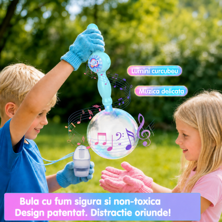 Bagheta Magica pentru Baloane de Sapun cu Fum, Bule Rezistente, Set Complet cu Manusi, 3+ Ani, Lumini si Sunete [3]