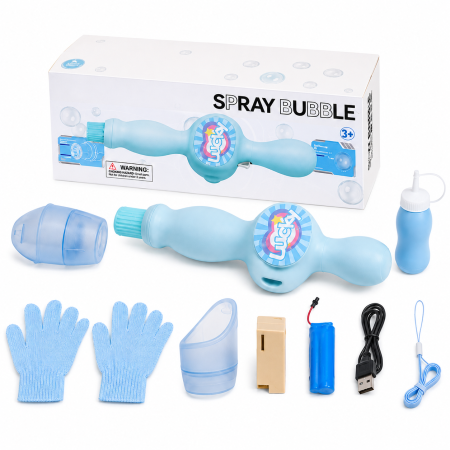 Jucării Interactive - Bagheta Magica pentru Baloane de Sapun cu Fum, Bule Rezistente, Set Complet cu Manusi, 3+ Ani, Lumini si Sunete