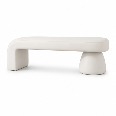 Casă și Îngrijire - Bancheta Decorativa Moderna pentru Hol sau Dormitor, Design Asimetric, 100 x 40 x 40 cm, Alb