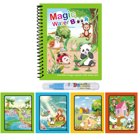 Jocuri Educative și Logice - Carte de Colorat cu Apa, Reutilizabila – Model Zoo / Subacvatic / Panda