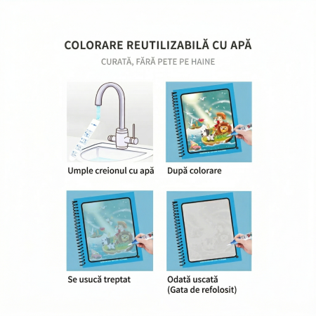 Carte de Colorat cu Apa, Reutilizabila – Model Zoo / Subacvatic / Panda [1]