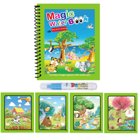 Jocuri Educative și Logice - Carte de Colorat cu Apa, Reutilizabila – Model Zoo / Subacvatic / Panda