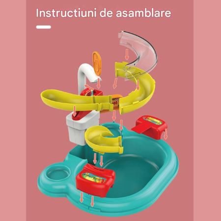 Chiuveta Interactiva pentru Copii 3-in-1, Apa Circulanta, Tobogan, Pescuit – Distractie cu Pestisori, Ratuste si Ustensile, Albastra [1]
