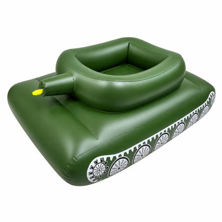 Colac Gonflabil tip Tanc cu Tun de Apa, 165 x 95 cm, pentru Piscina si Plaja, Verde Militar [8]