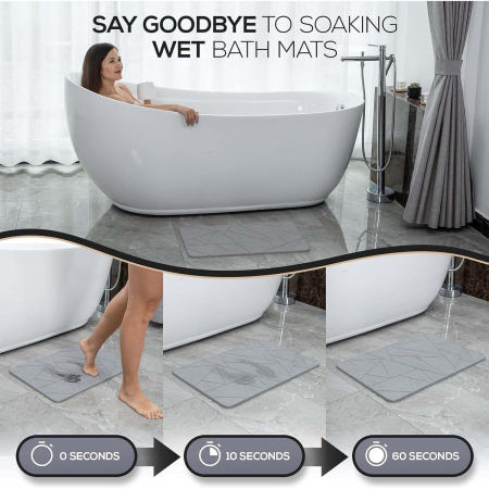 Covoras de Baie din pamant de Diatomee, 60 x 39cm, Super Absorbant, Anti-Alunecare, Usor de Curatat, Joynix [2]