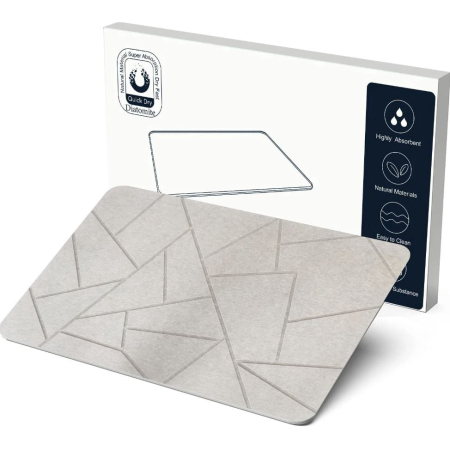 Covoras de Baie din pamant de Diatomee, 60 x 39cm, Super Absorbant, Anti-Alunecare, Usor de Curatat, Joynix [4]