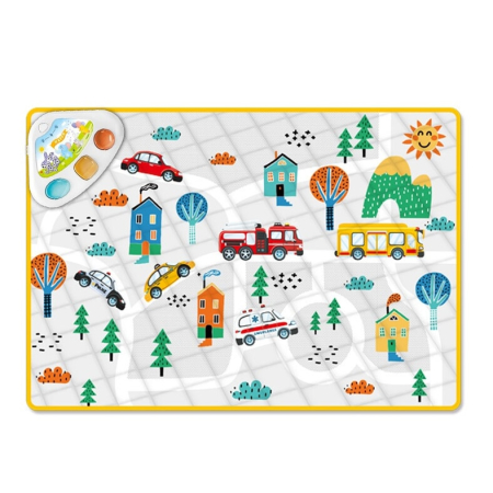 Articole și Jucării pentru Bebeluși - Covoras muzical, interactiv si educativ 100x70cm, Culori vii si atractive, Saltea moale pentru copii, Patura de joaca cu muzica si lumini, Joynix