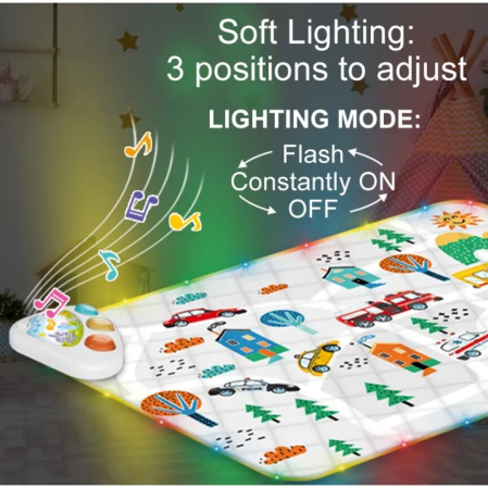 Covoras muzical, interactiv si educativ 100x70cm, Culori vii si atractive, Saltea moale pentru copii, Patura de joaca cu muzica si lumini, Joynix [7]