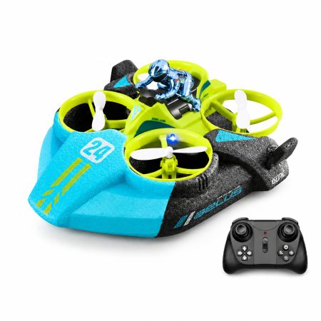 Jucării Interactive - Drona Transformabila 3 in 1 cu Telecomanda, Zbor, Hovercraft pe Apa si Deplasare pe Sol, Acrobatii 360°, Material EPP Rezistent la Impact