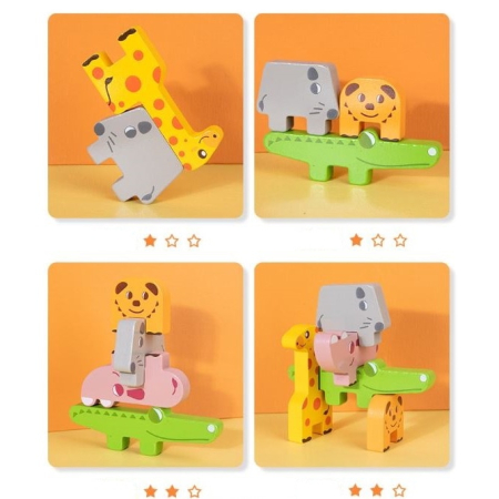 Joc cu 10 animale din lemn de stivuit in echilibru, Joynix [4]