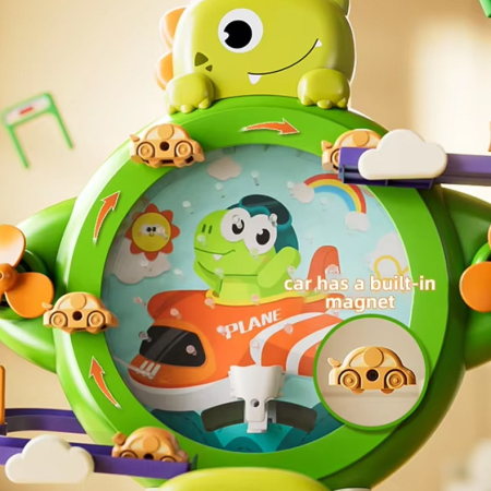 Joc Interactiv 2 in 1, Joynix, Labirint cu Bile si Tobogan cu Masinute, Model Dinozaur, Multicolor [2]