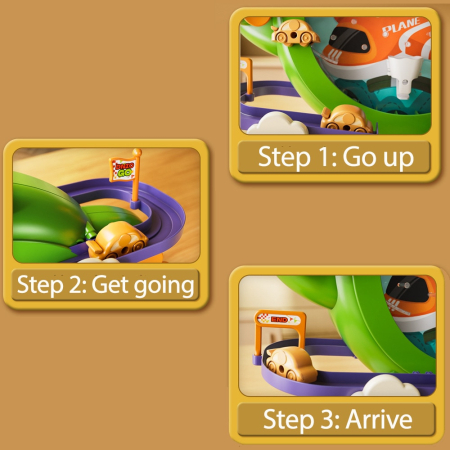 Joc Interactiv 2 in 1, Joynix, Labirint cu Bile si Tobogan cu Masinute, Model Dinozaur, Multicolor [4]