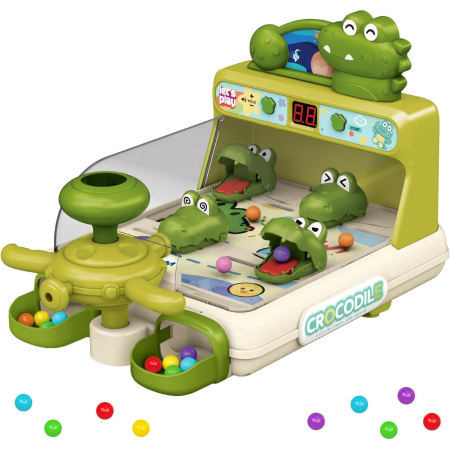 Joc Interactiv de Pinball Crocodil, 40 de Bile pentru Tintire si Distractie Nelimitata, Tabela de Scor, Verde [2]