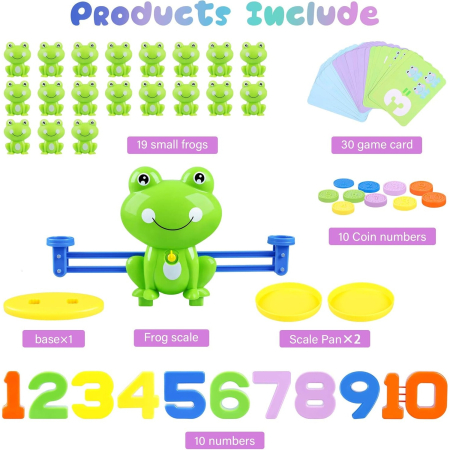 Jucarie educativa Broscuta - Balanta Matematica: Aventuri in Lunea Numerelor, 19 Broscute, 30 de Cartonase, Verde [5]