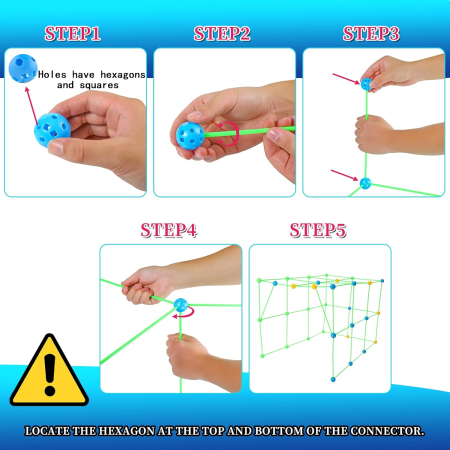 Kit de constructie Fort pentru copii, 174 piese, Jucarie educationala pentru interior si aer liber, DYI, Joynix [5]