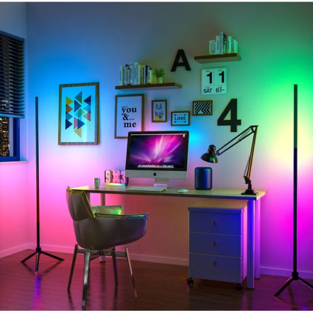 Lampa de colt LED Smart, RGB, telecomanda, joc de lumini, sincronizare pe muzica, 120cm [1]
