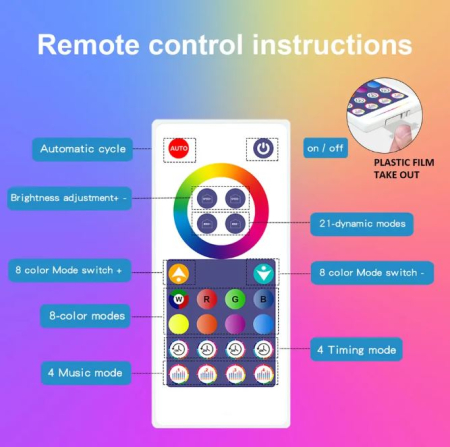 Lampa LED in forma de Stea, RGB, Control prin Aplicatie sau Telecomanda, 1.5m, Montaj pe Perete [8]