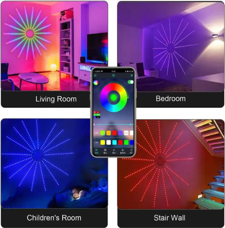 Lampa LED in forma de Stea, RGB, Control prin Aplicatie sau Telecomanda, 1.5m, Montaj pe Perete [4]