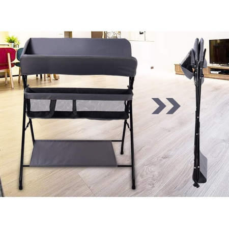 Masa Pliabila de Infasat, Multifunctionala, Cu Raft de Depozitare si Compartiment Lateral, Cadru Metalic, Joynix [2]