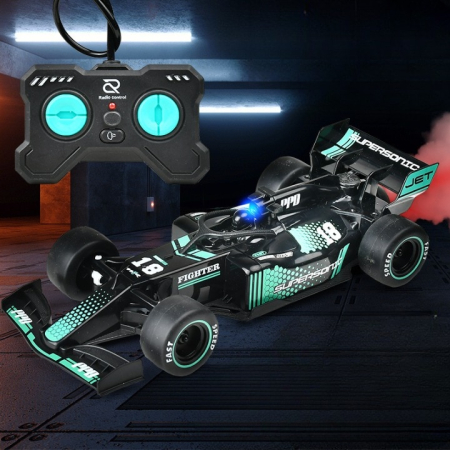 Masina de curse cu telecomanda, Efect de Spray, 1:20, Neagra, Joynix [4]