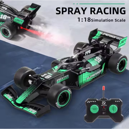 Masina de curse cu telecomanda, Efect de Spray, 1:20, Neagra, Joynix [6]