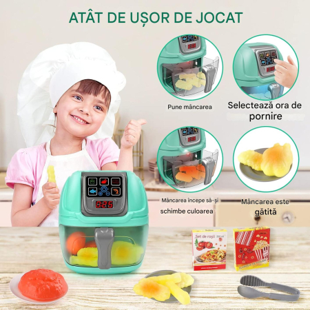 Mini AirFryer, Set Interactiv pentru Micii Bucatari, Alimente si Accesorii Incluse, Joynix [3]