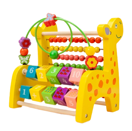 Jocuri Educative și Logice - Numaratoare din lemn, 3 in 1 Girafa